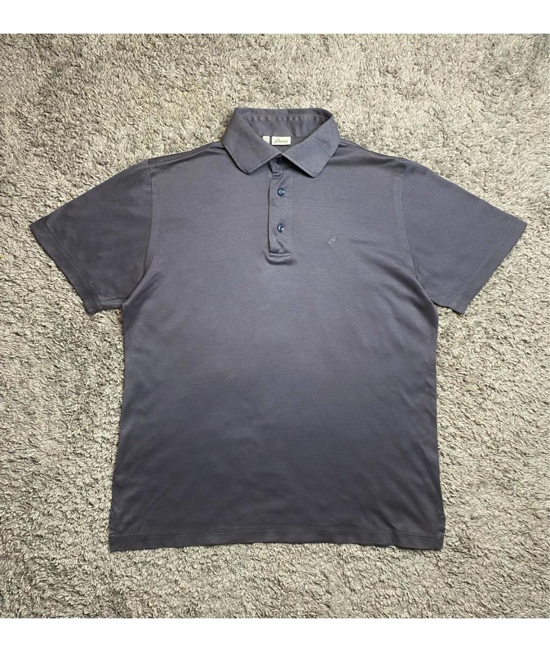 BRIONI Антрацитовое хлопковое поло с коротким рукавом, фото 8