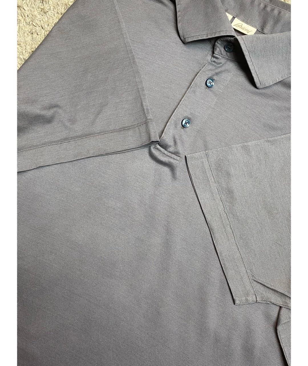 BRIONI Антрацитовое хлопковое поло с коротким рукавом, фото 5
