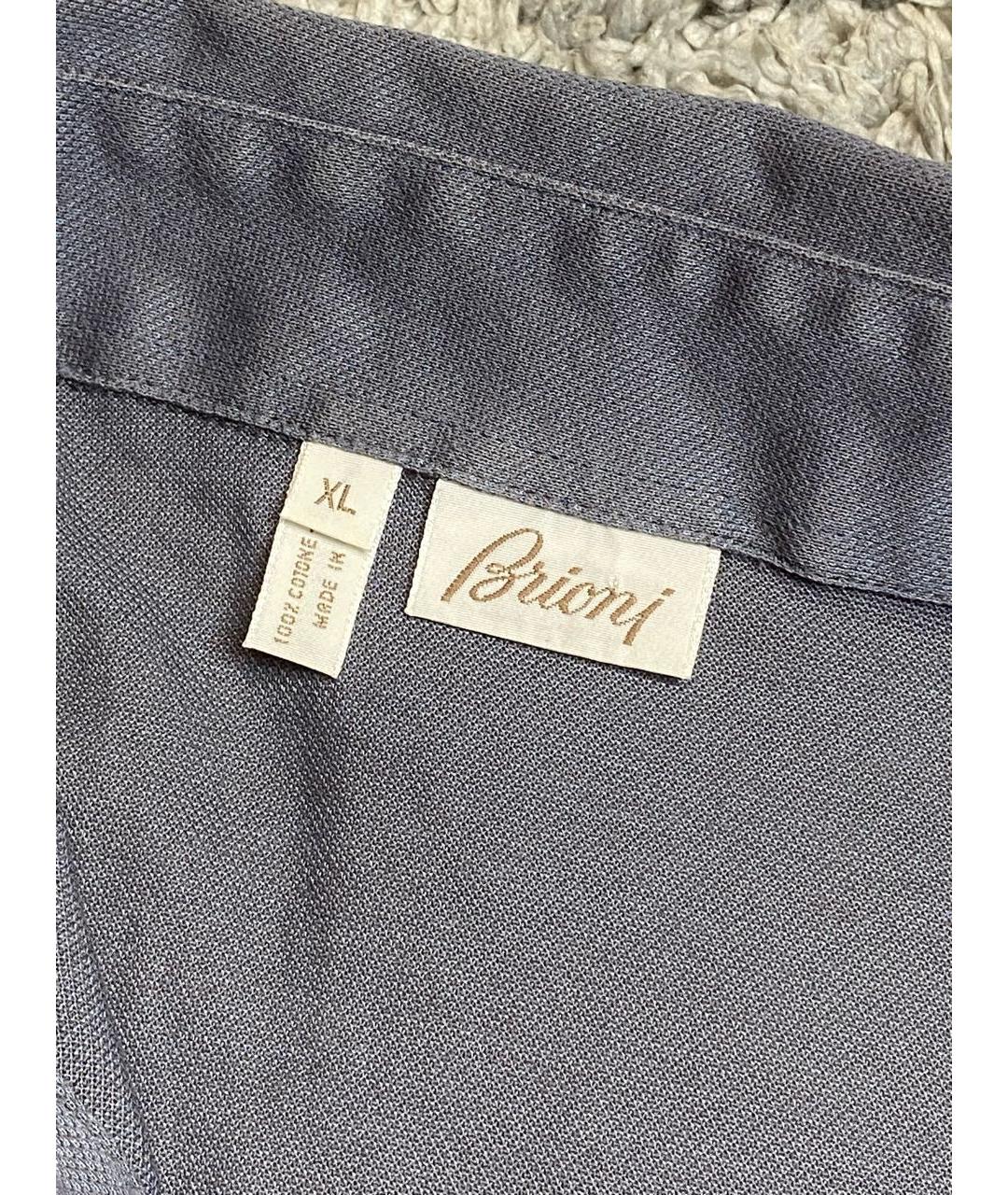 BRIONI Антрацитовое хлопковое поло с коротким рукавом, фото 6