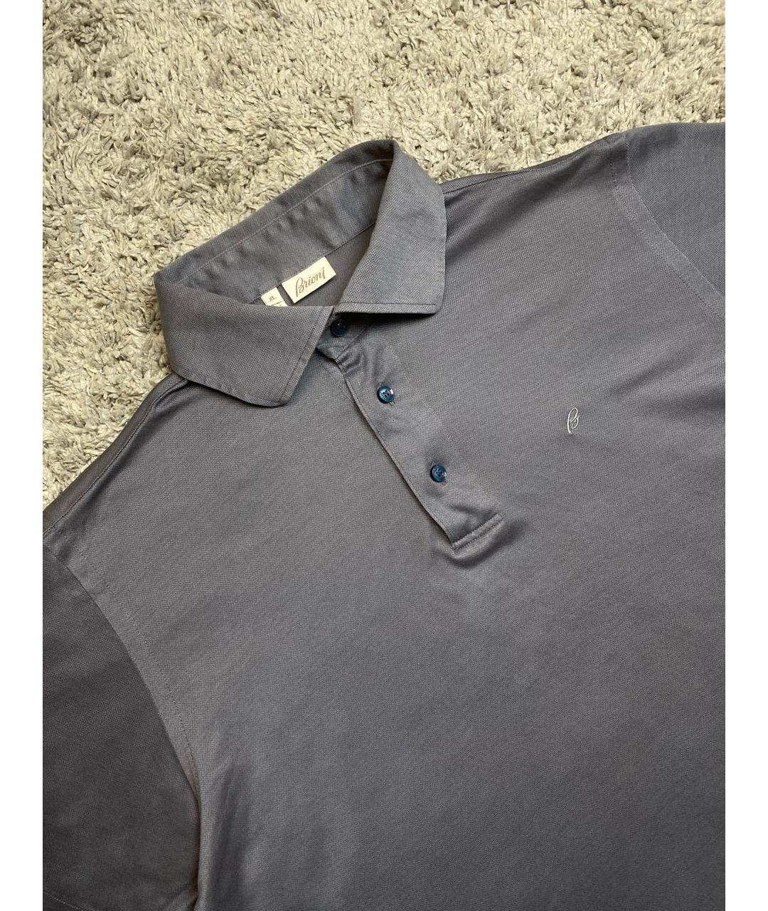BRIONI Антрацитовое хлопковое поло с коротким рукавом, фото 4