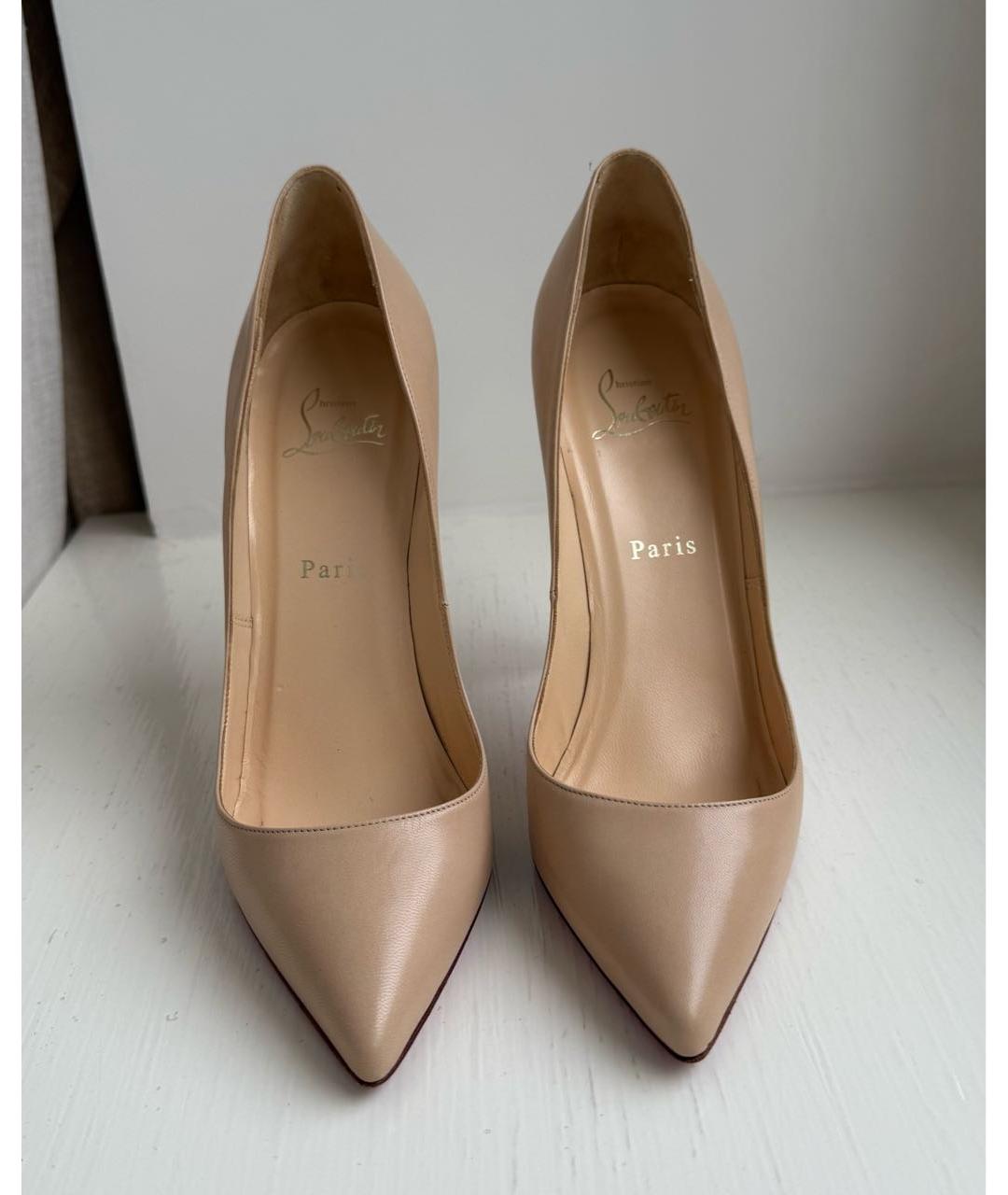 CHRISTIAN LOUBOUTIN Бежевые кожаные туфли, фото 2