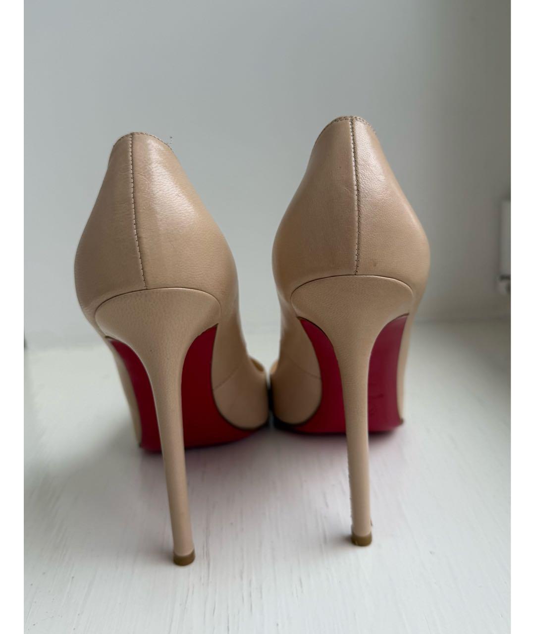 CHRISTIAN LOUBOUTIN Бежевые кожаные туфли, фото 4