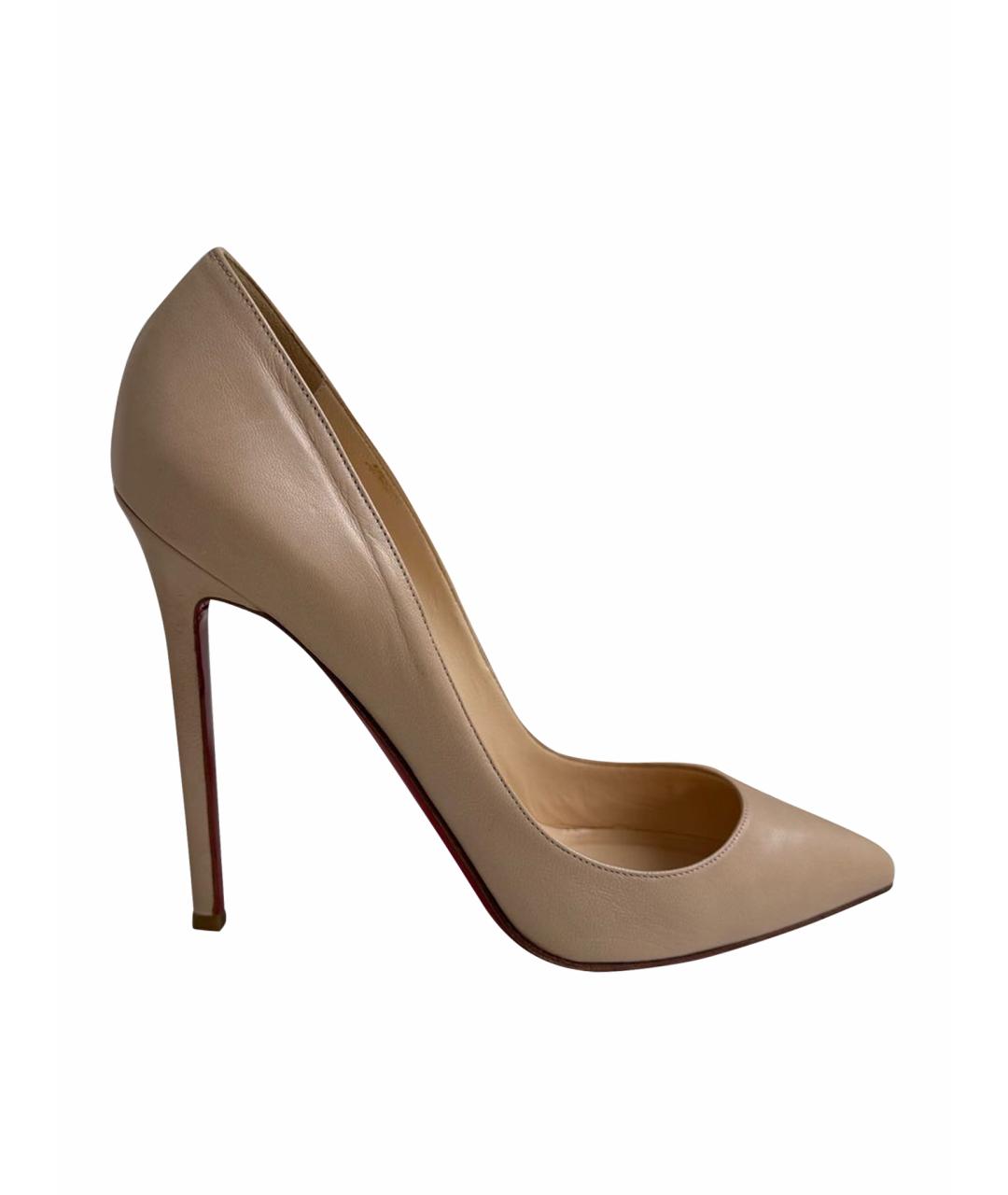 CHRISTIAN LOUBOUTIN Бежевые кожаные туфли, фото 1