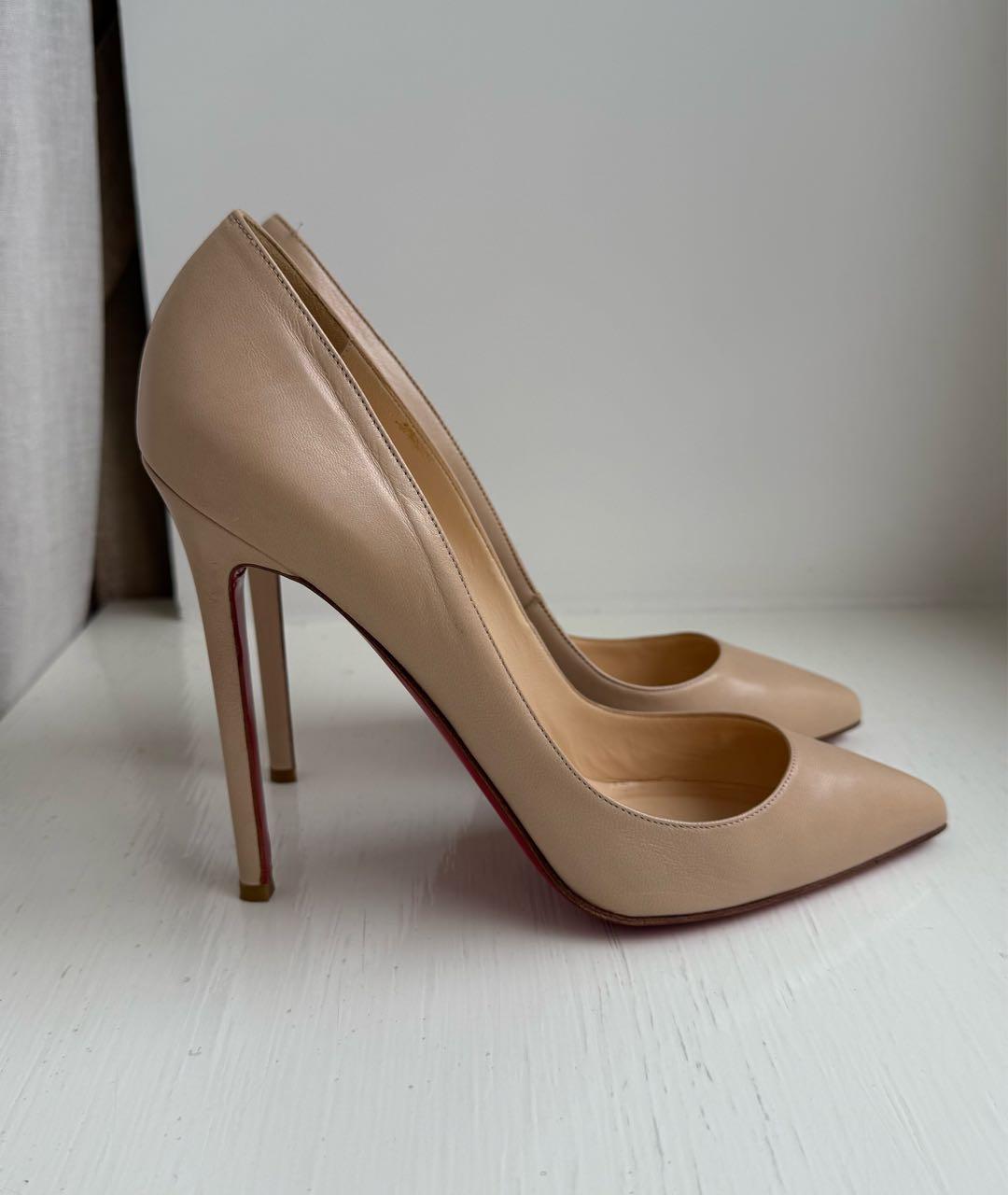 CHRISTIAN LOUBOUTIN Бежевые кожаные туфли, фото 5