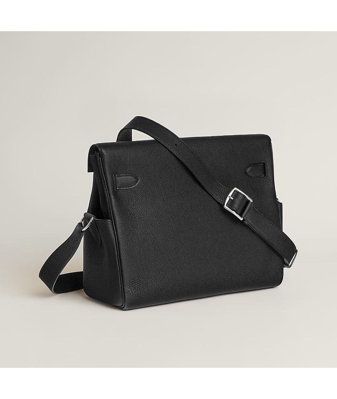 HERMES Черная кожаная сумка на плечо, фото 2