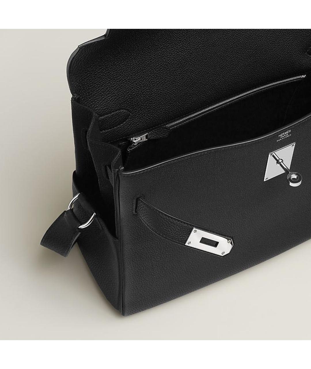 HERMES Черная кожаная сумка на плечо, фото 4