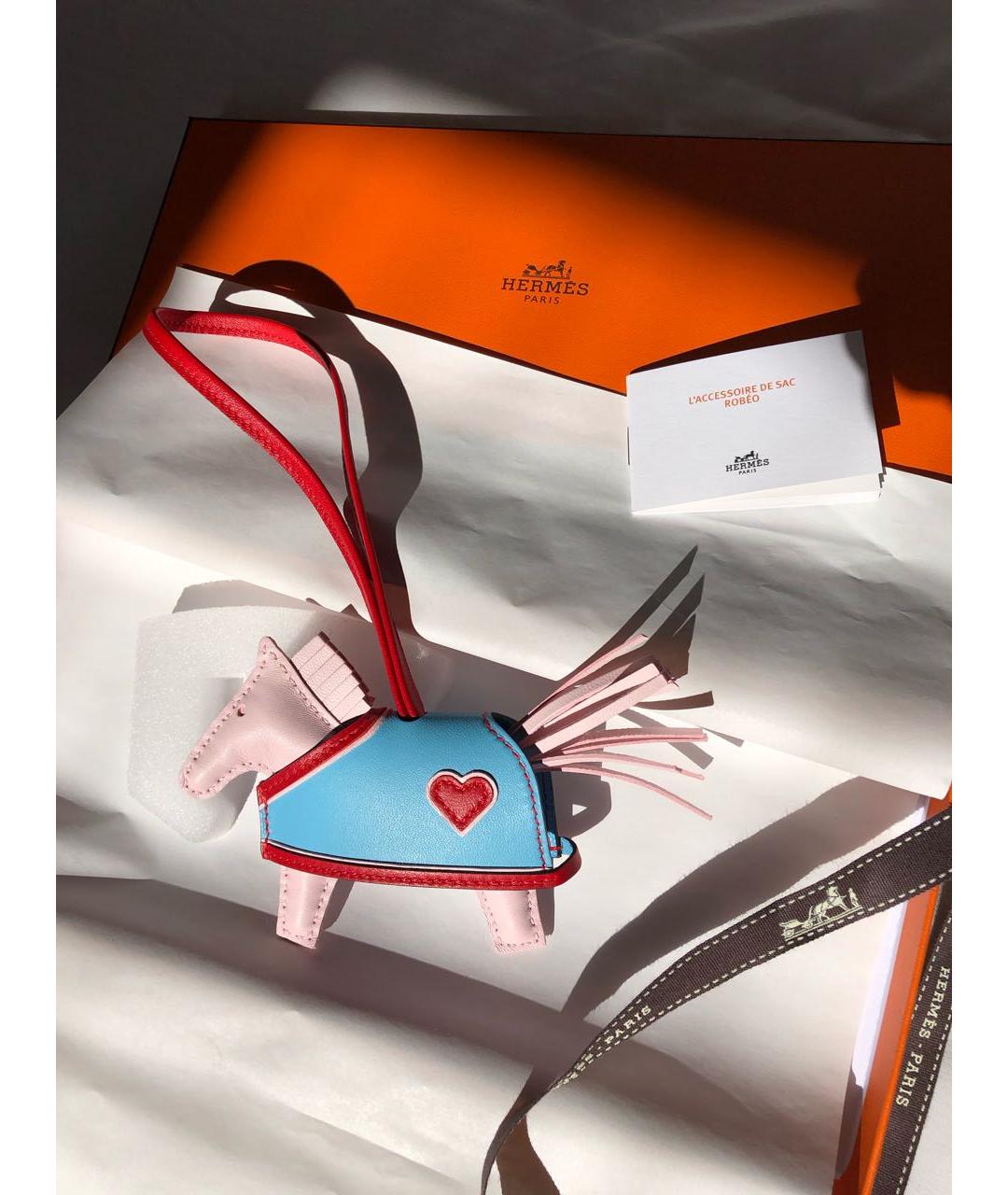 HERMES Розовый брелок, фото 3