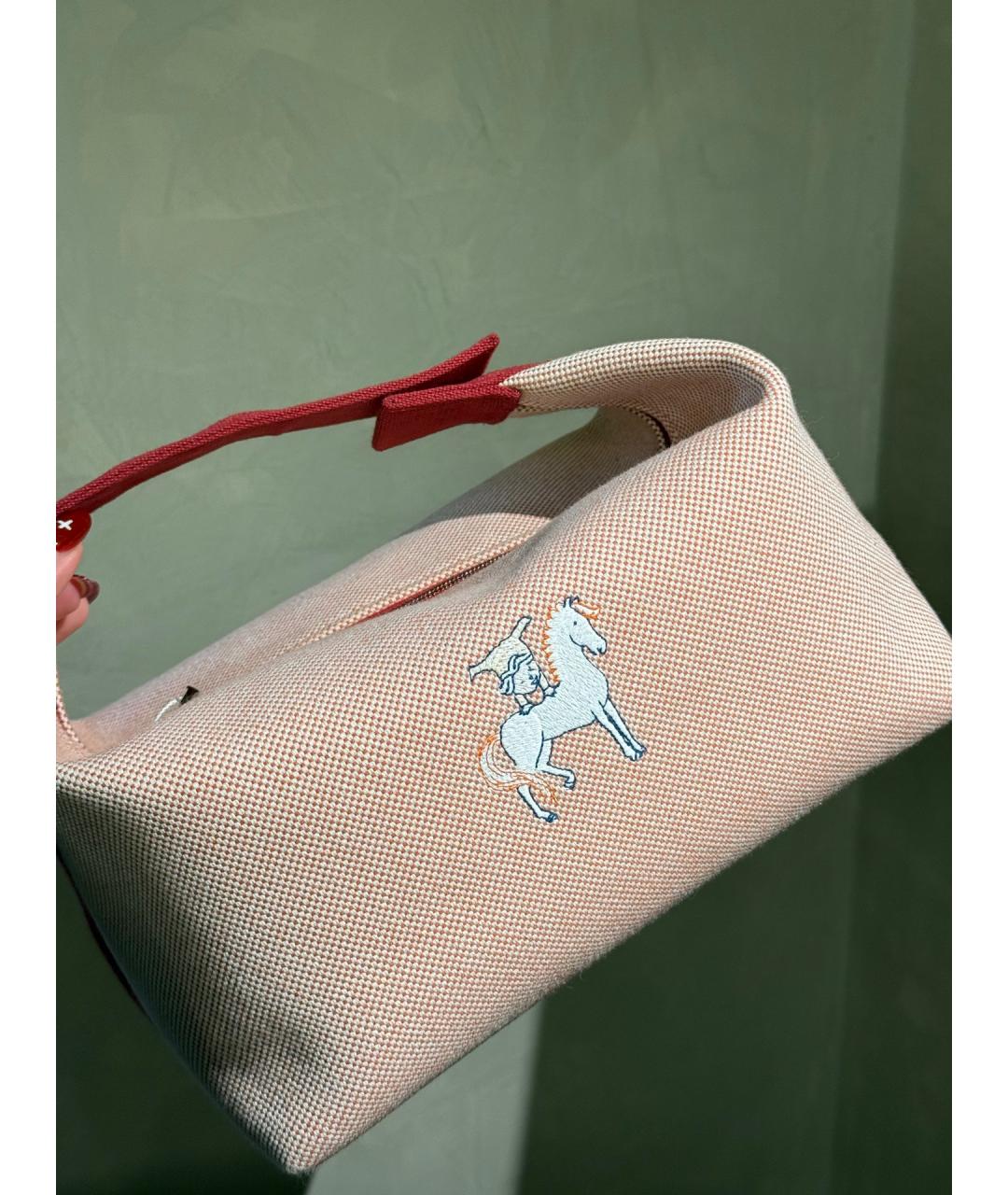 HERMES Красная деним косметичка, фото 10