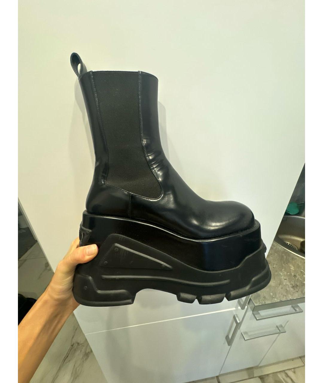 VERSACE Черные кожаные ботильоны, фото 5