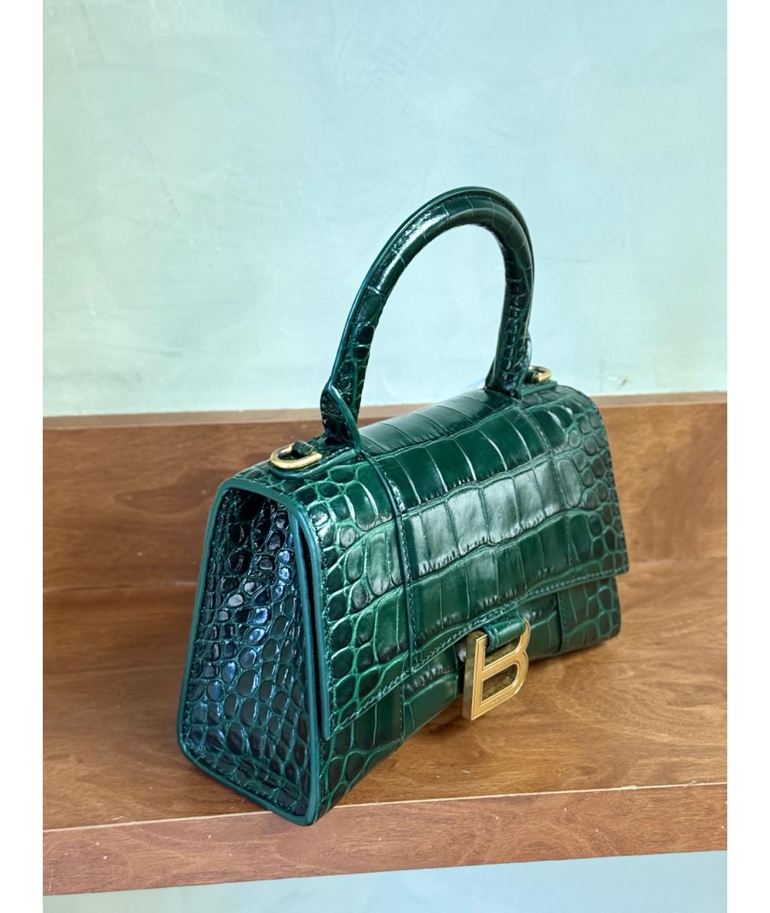 BALENCIAGA Зеленая сумка через плечо из лакированной кожи, фото 4