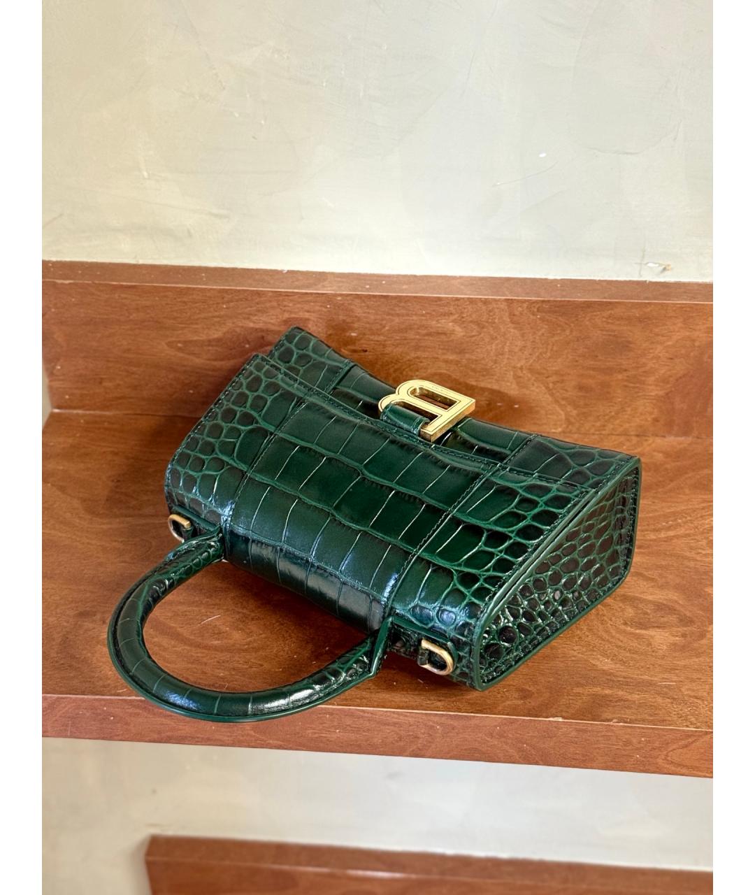 BALENCIAGA Зеленая сумка через плечо из лакированной кожи, фото 7