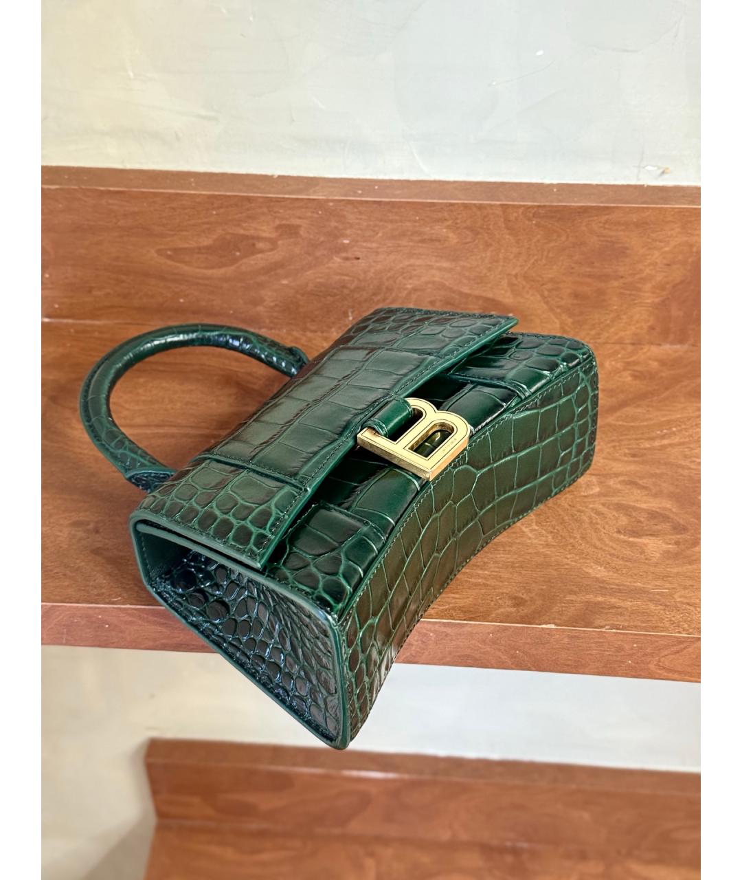 BALENCIAGA Зеленая сумка через плечо из лакированной кожи, фото 8