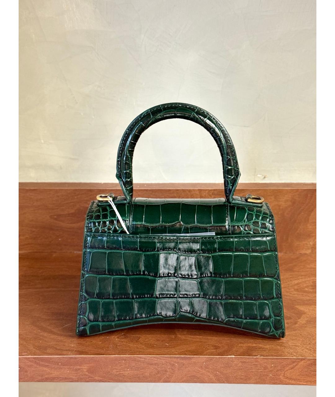 BALENCIAGA Зеленая сумка через плечо из лакированной кожи, фото 5