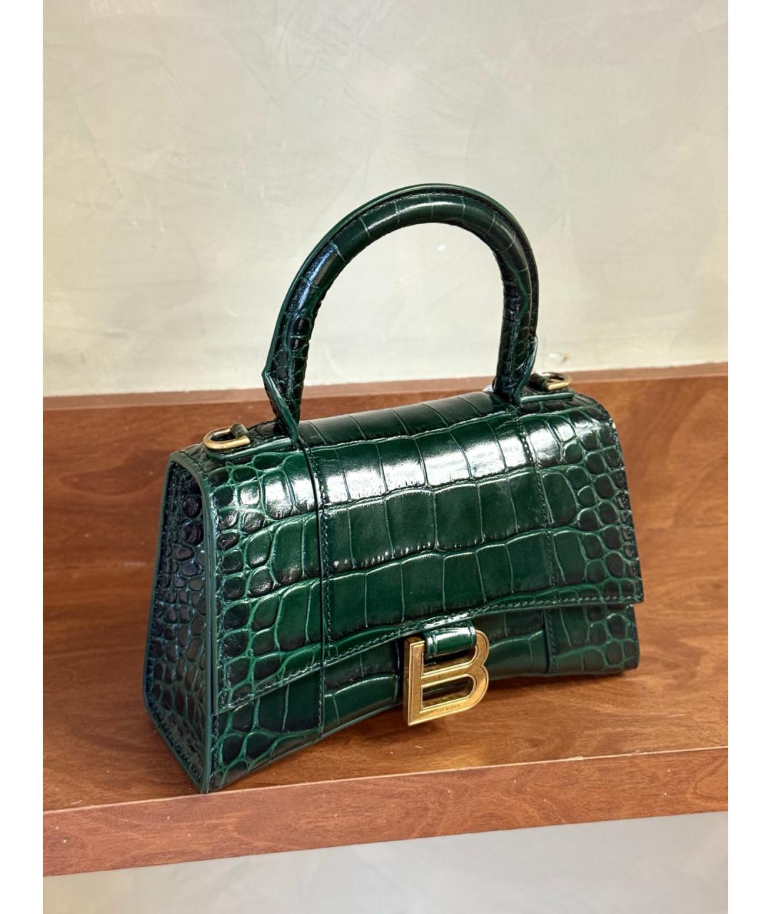 BALENCIAGA Зеленая сумка через плечо из лакированной кожи, фото 3