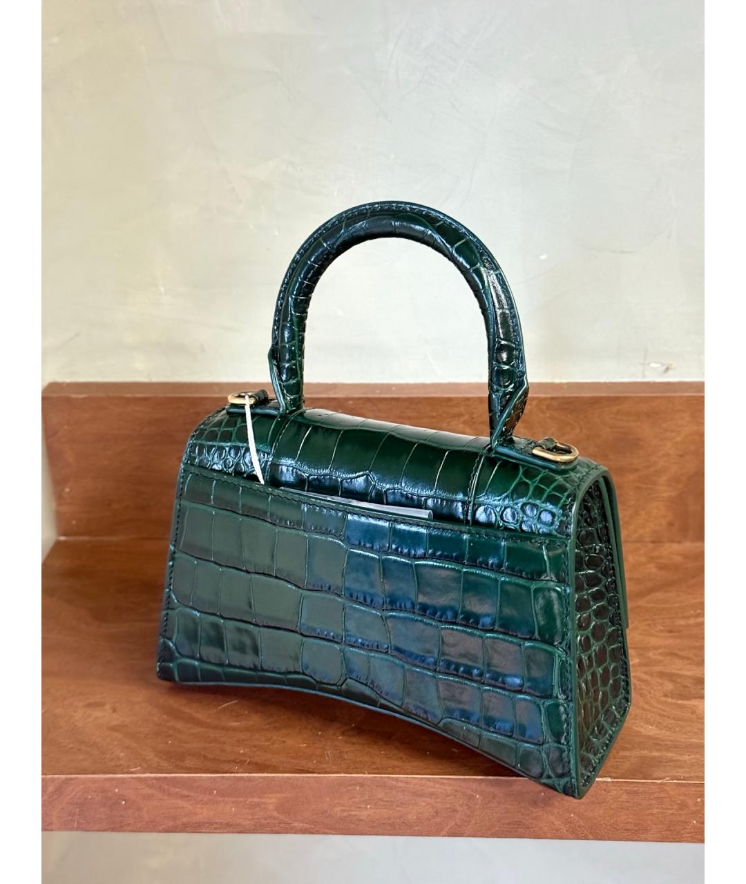 BALENCIAGA Зеленая сумка через плечо из лакированной кожи, фото 6