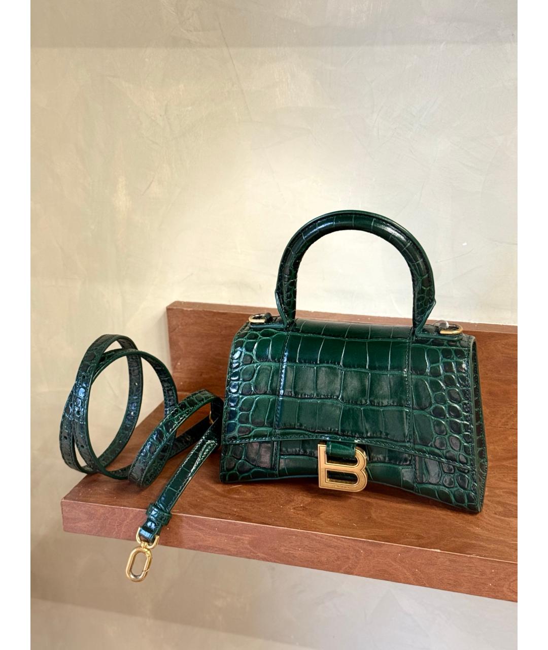 BALENCIAGA Зеленая сумка через плечо из лакированной кожи, фото 2