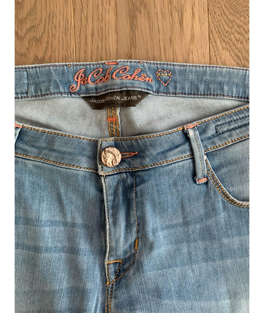 JACOB COHEN Голубые хлопко-эластановые джинсы слим, фото 6