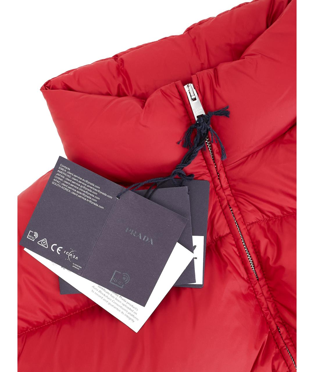 PRADA Красный полиамидовый пуховик, фото 13