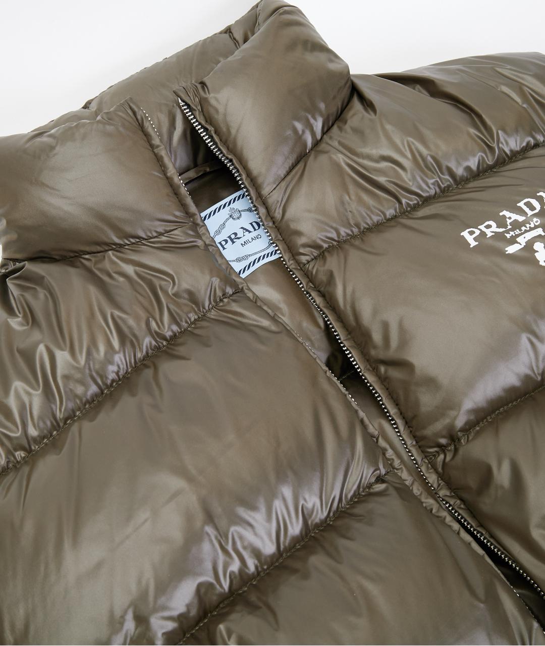 PRADA Хаки полиамидовый пуховик, фото 4