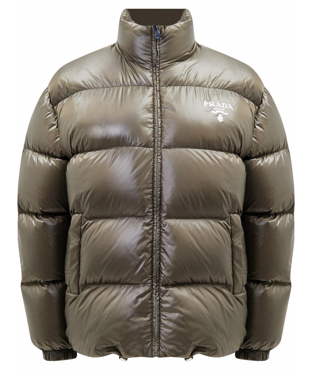 PRADA Хаки полиамидовый пуховик, фото 1