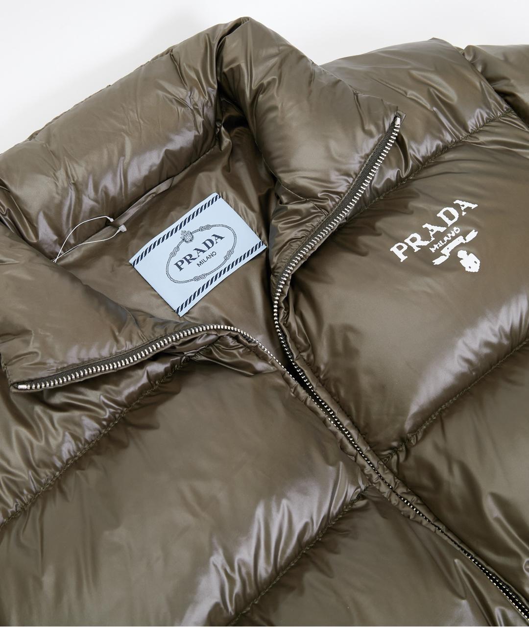 PRADA Хаки полиамидовый пуховик, фото 3