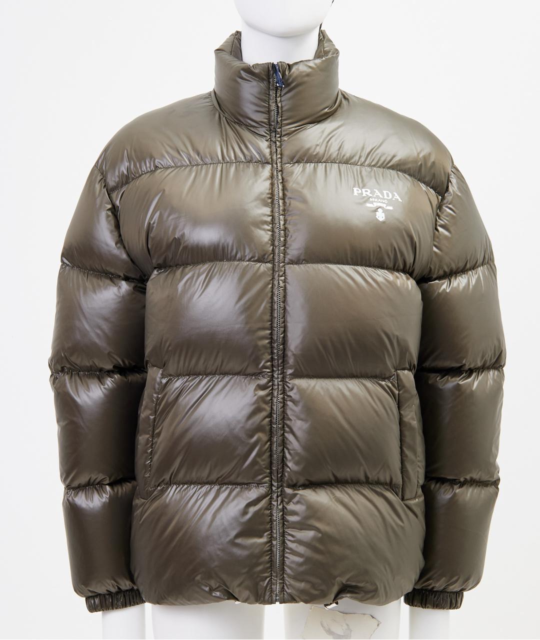 PRADA Хаки полиамидовый пуховик, фото 10