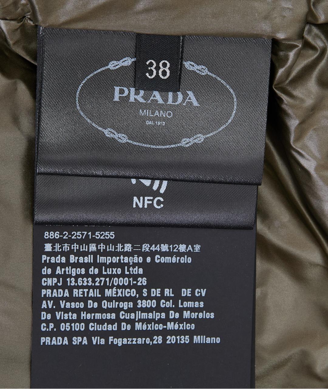 PRADA Хаки полиамидовый пуховик, фото 8