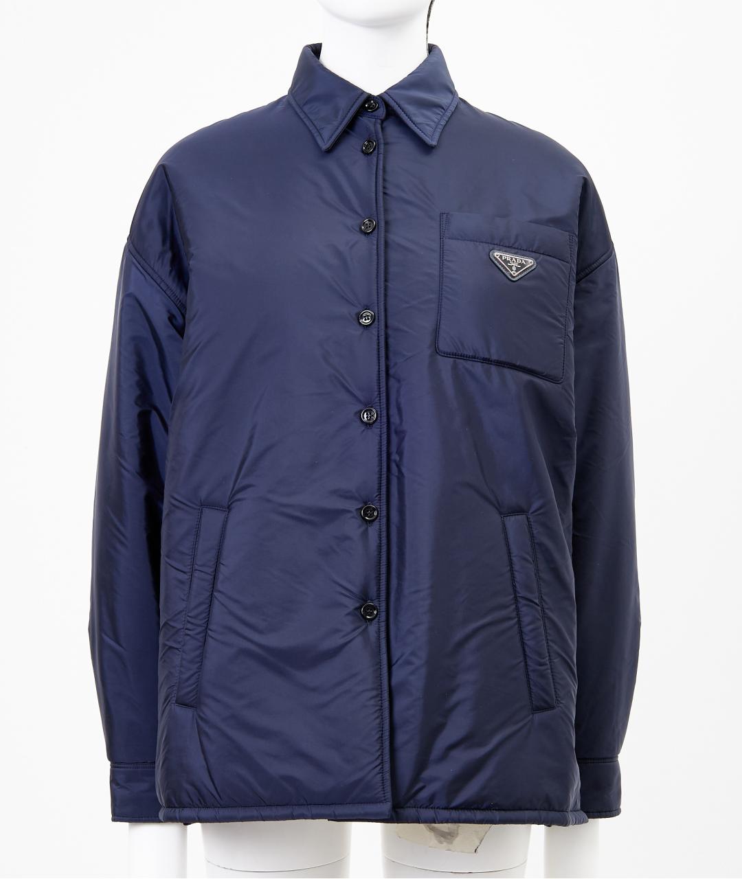 PRADA Темно-синий полиамидовый пуховик, фото 8