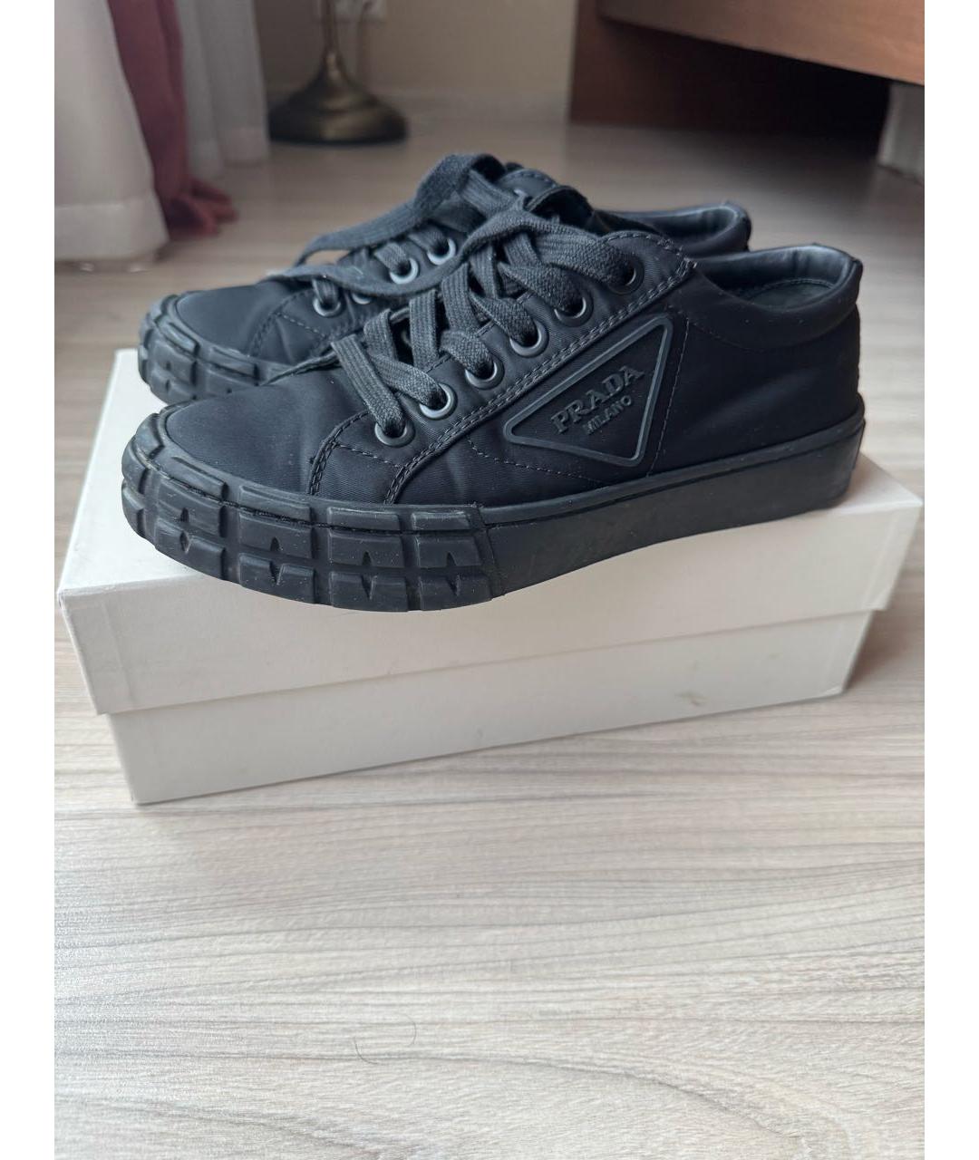 PRADA Черные текстильные кеды, фото 4