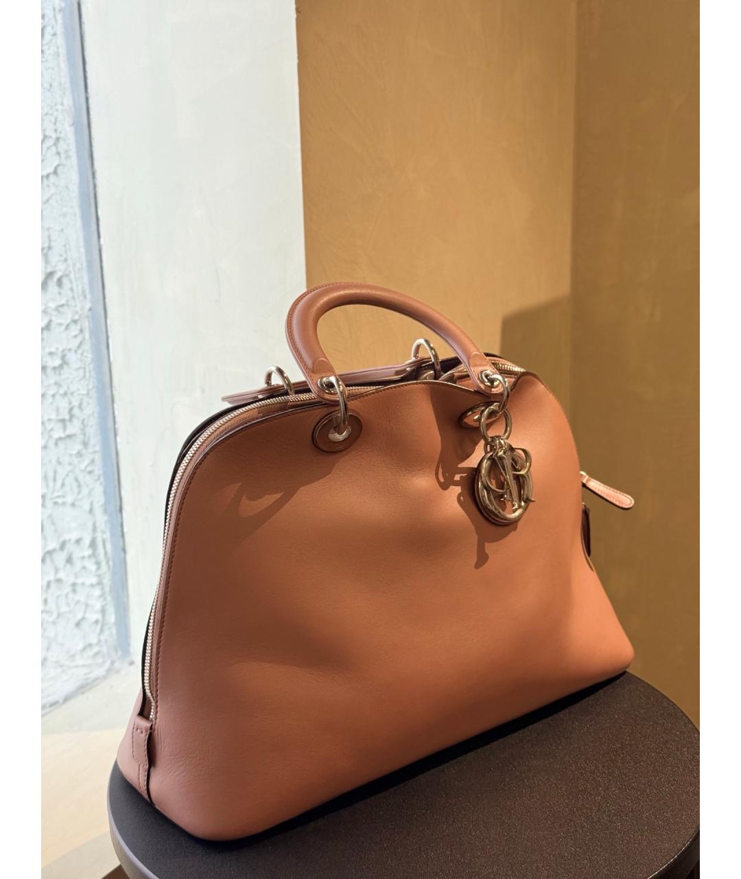 CHRISTIAN DIOR Розовая кожаная сумка с короткими ручками, фото 3