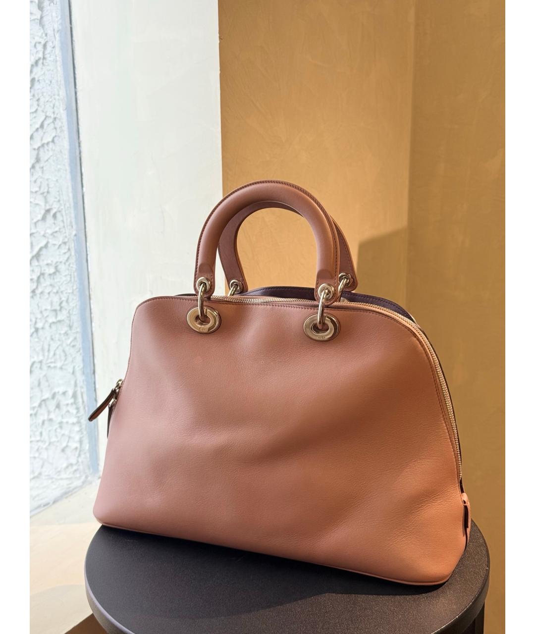 CHRISTIAN DIOR Розовая кожаная сумка с короткими ручками, фото 4