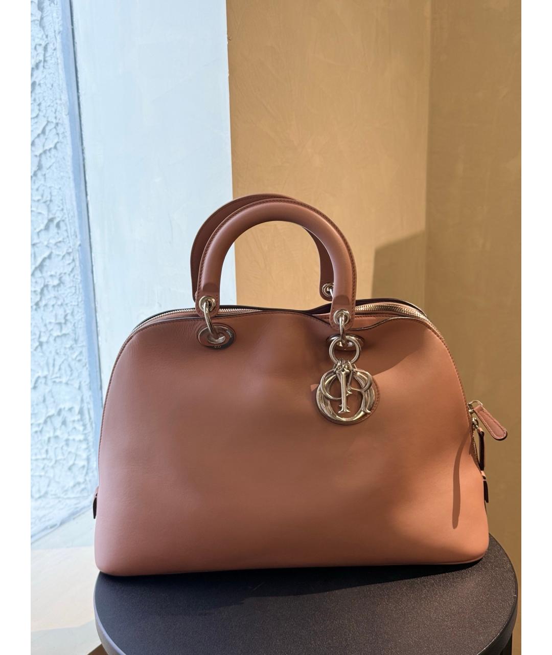 CHRISTIAN DIOR Розовая кожаная сумка с короткими ручками, фото 7