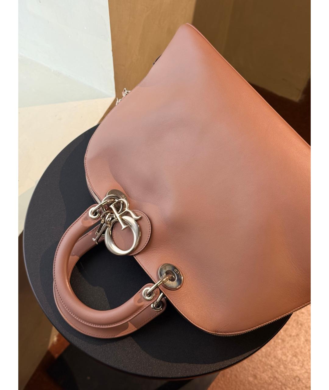 CHRISTIAN DIOR Розовая кожаная сумка с короткими ручками, фото 6
