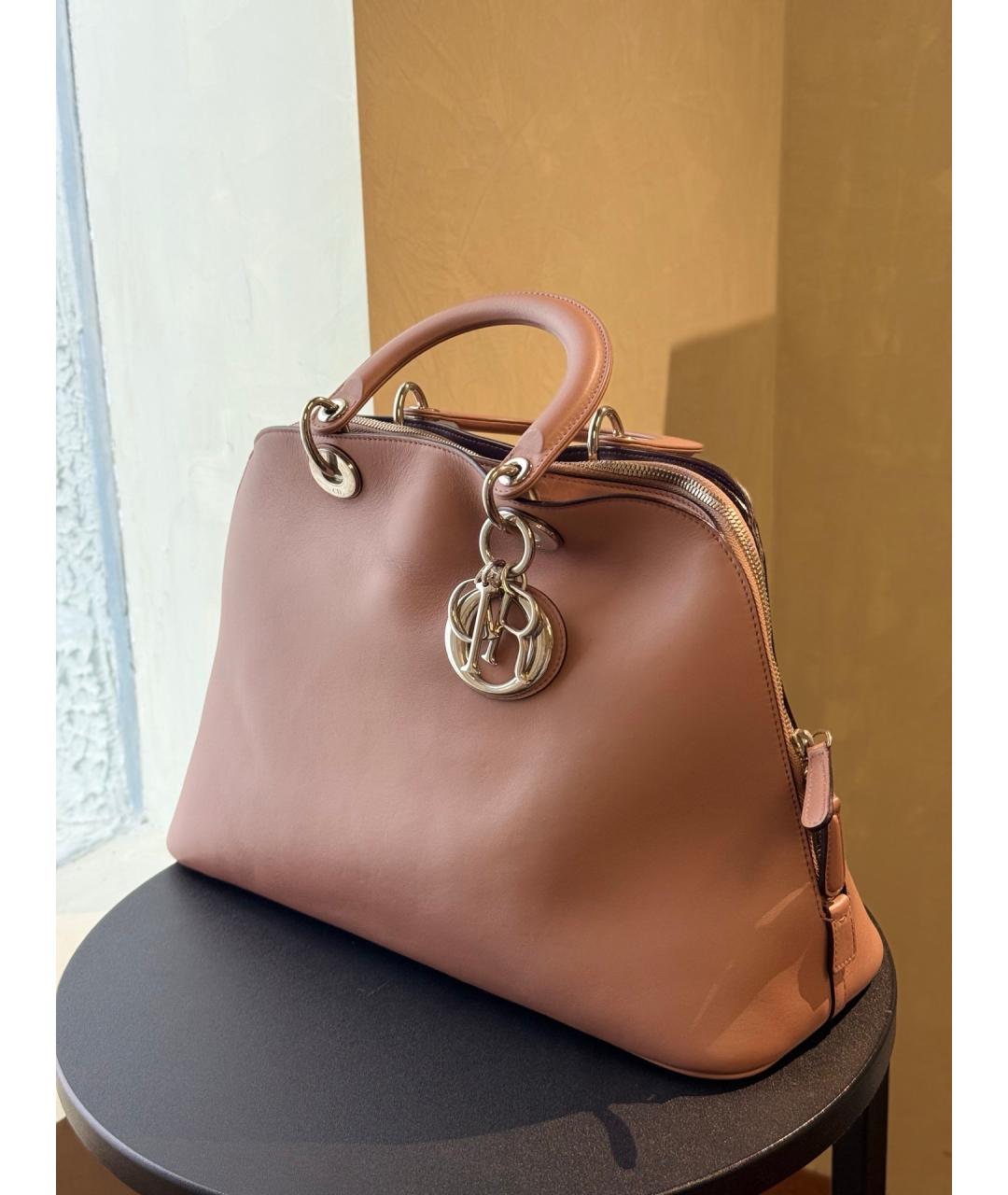 CHRISTIAN DIOR Розовая кожаная сумка с короткими ручками, фото 2