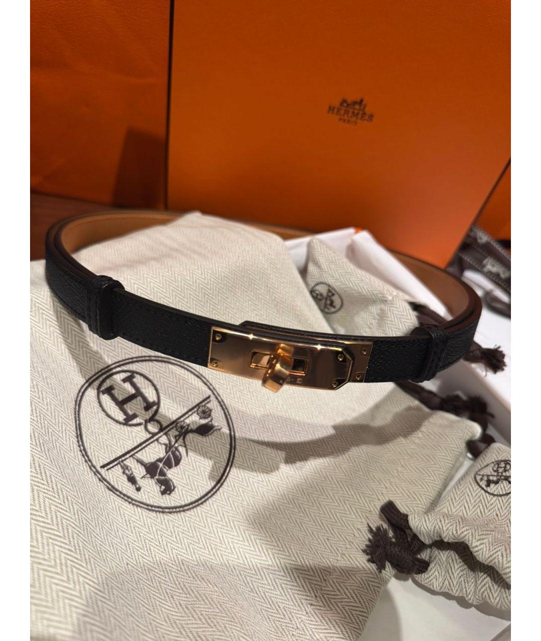 HERMES Черный кожаный ремень, фото 6