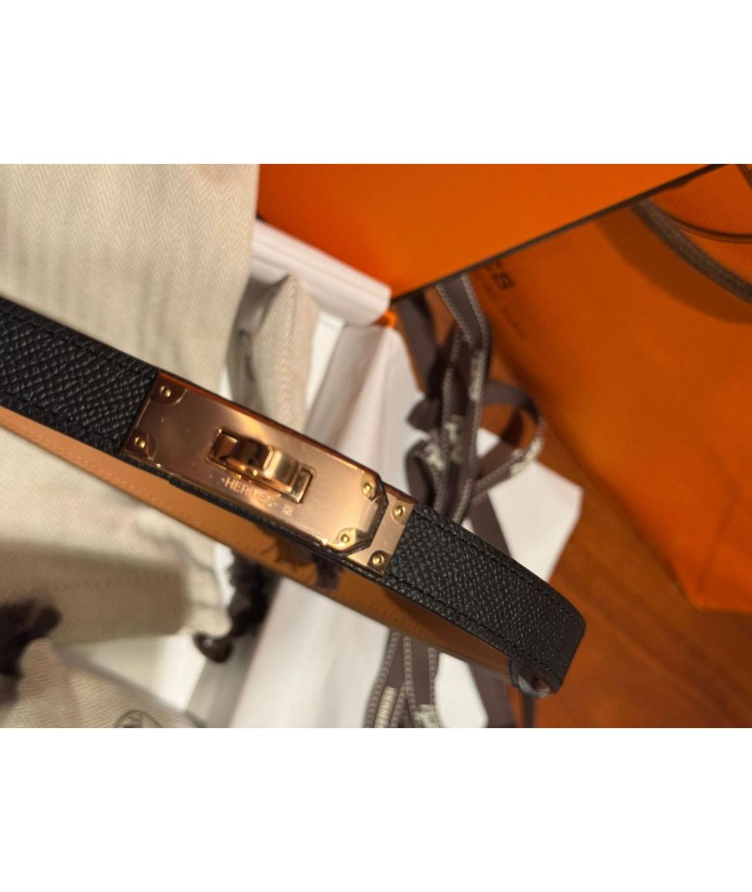 HERMES Черный кожаный ремень, фото 2