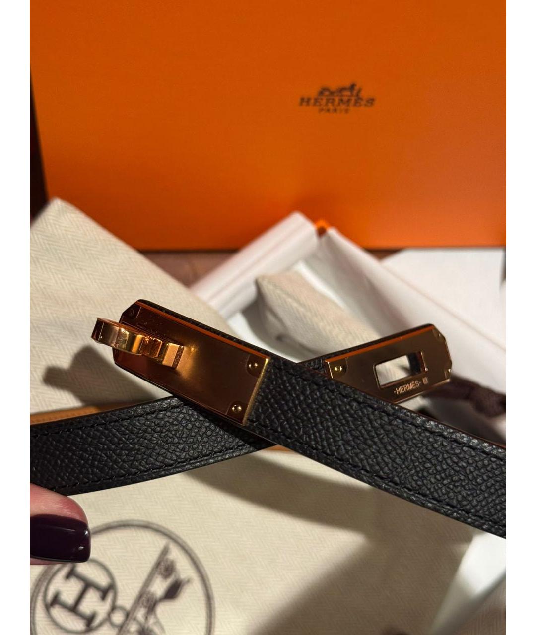 HERMES Черный кожаный ремень, фото 4