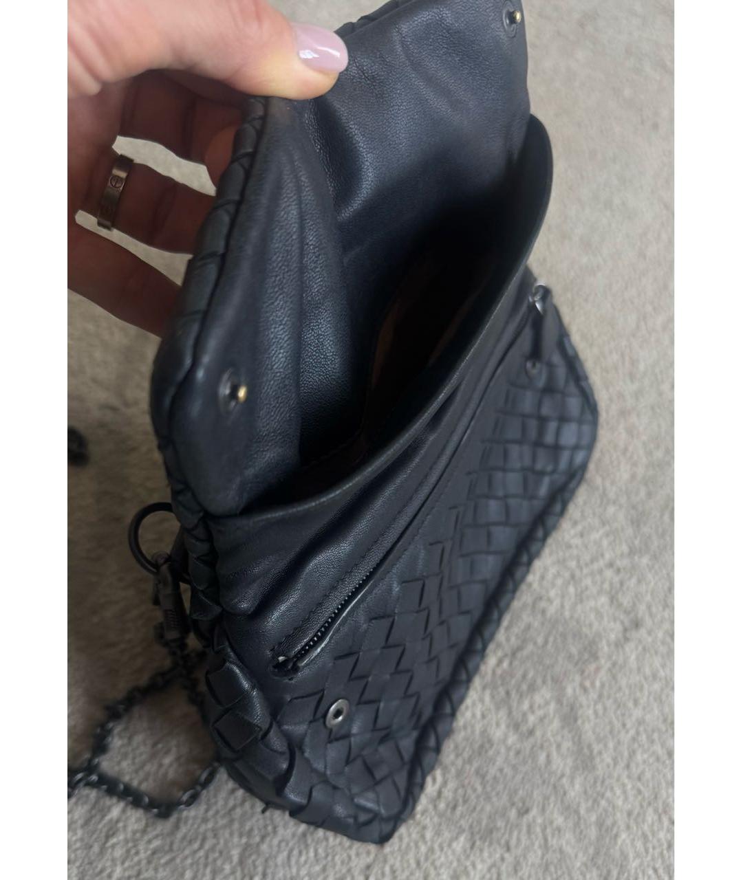 BOTTEGA VENETA Черная кожаная сумка через плечо, фото 4