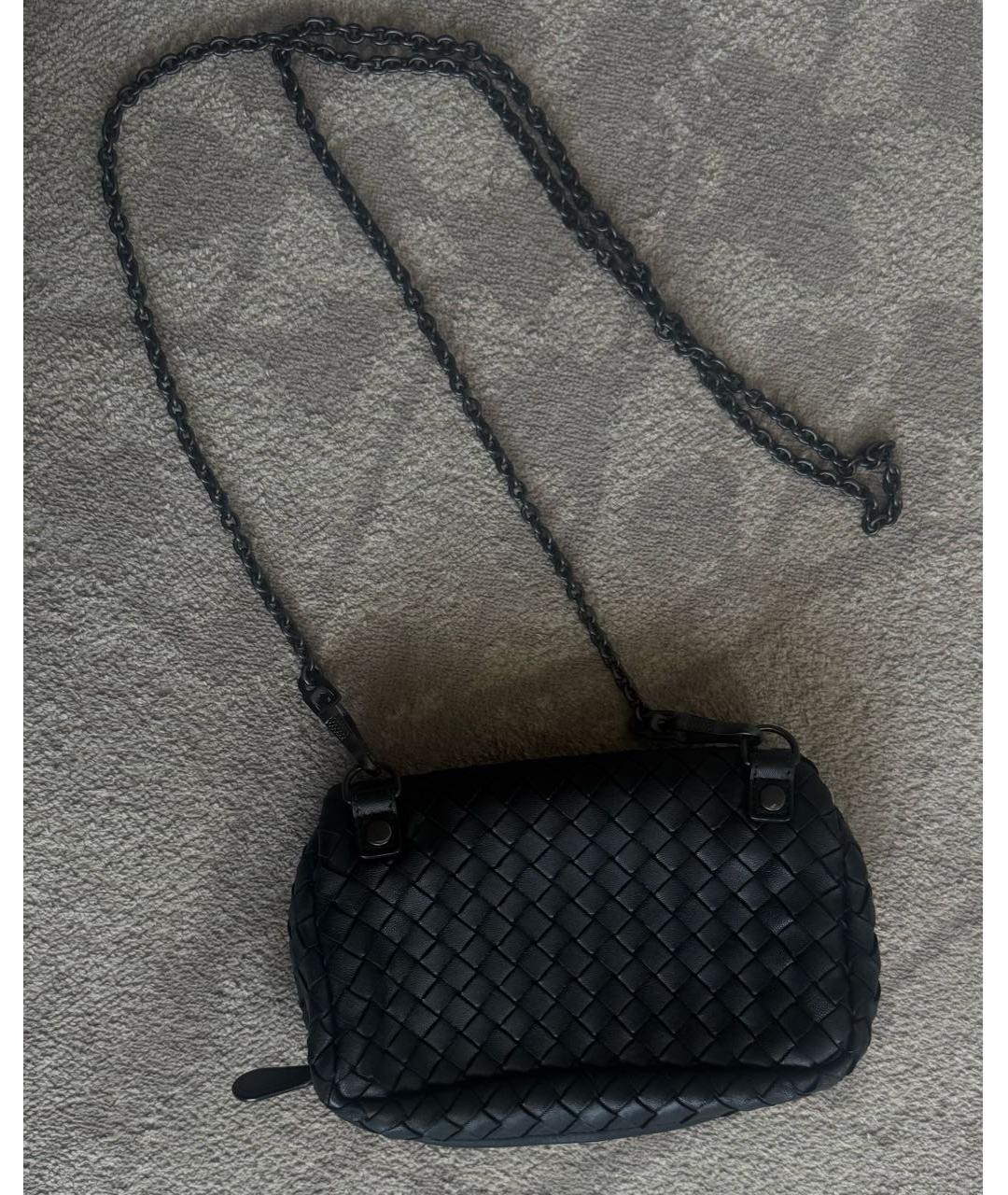 BOTTEGA VENETA Черная кожаная сумка через плечо, фото 3