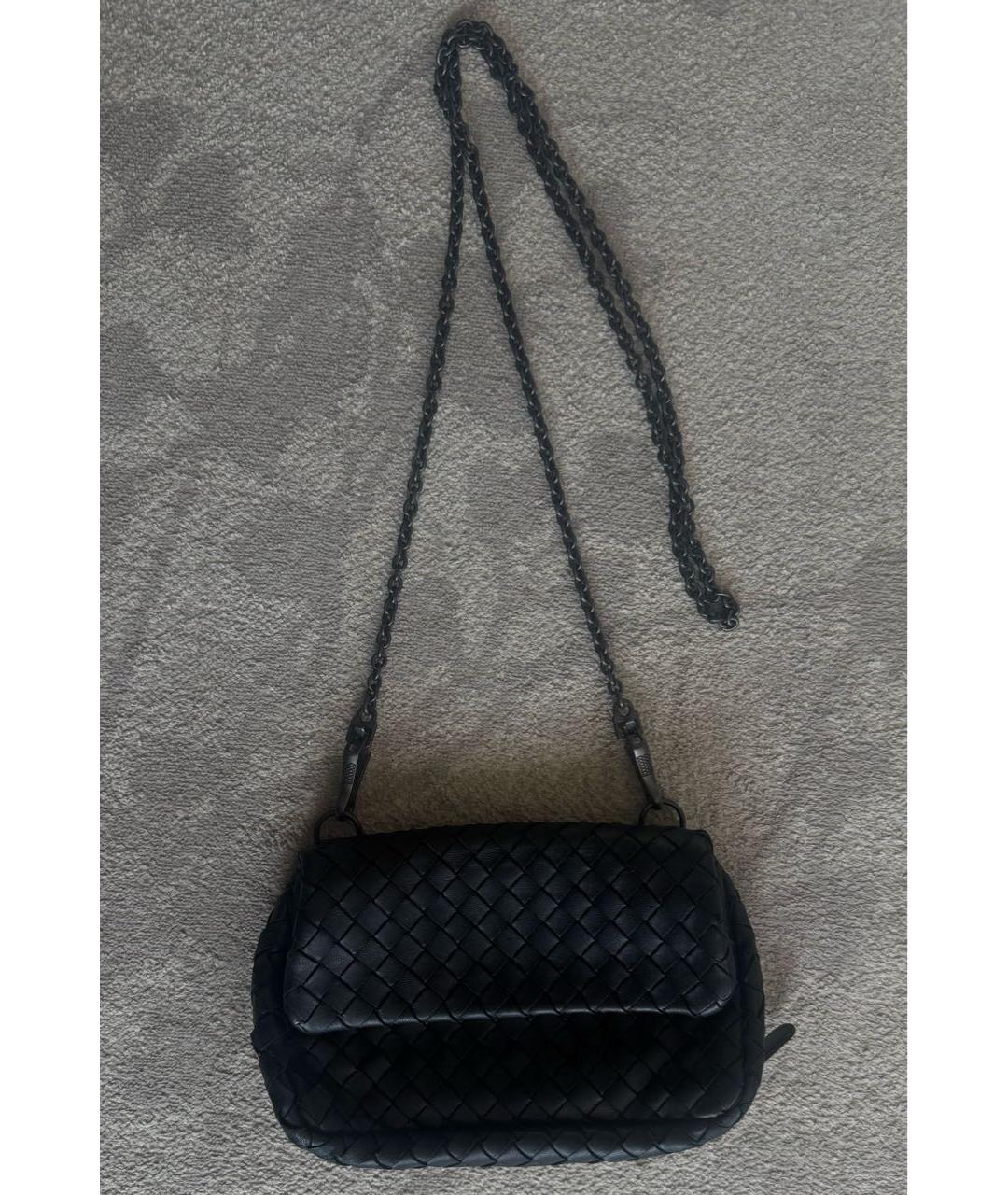 BOTTEGA VENETA Черная кожаная сумка через плечо, фото 8