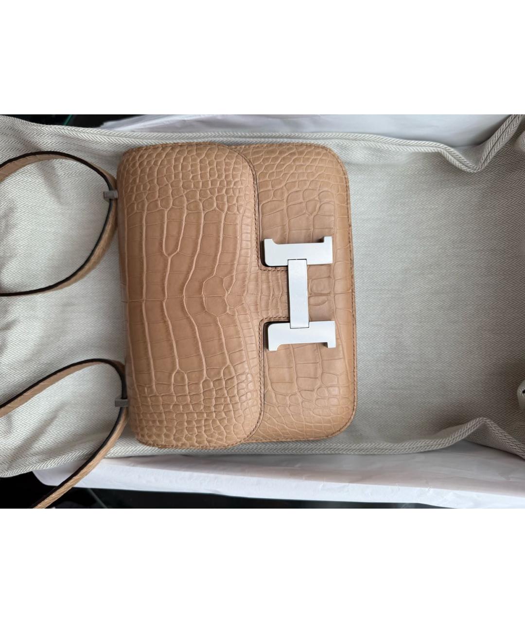 HERMES Коричневая сумка через плечо из экзотической кожи, фото 3