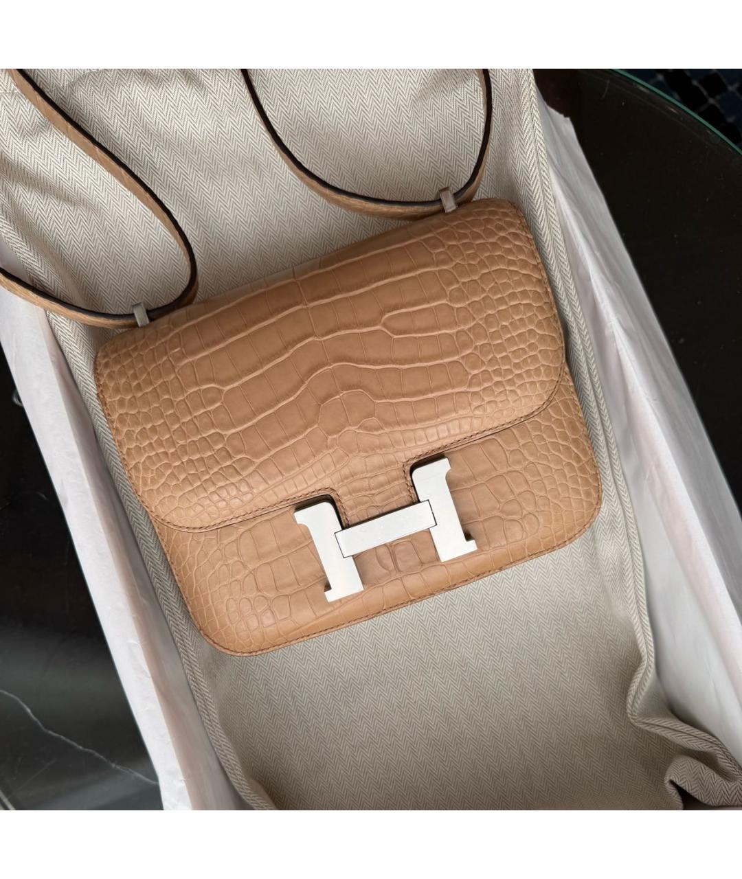 HERMES Коричневая сумка через плечо из экзотической кожи, фото 2