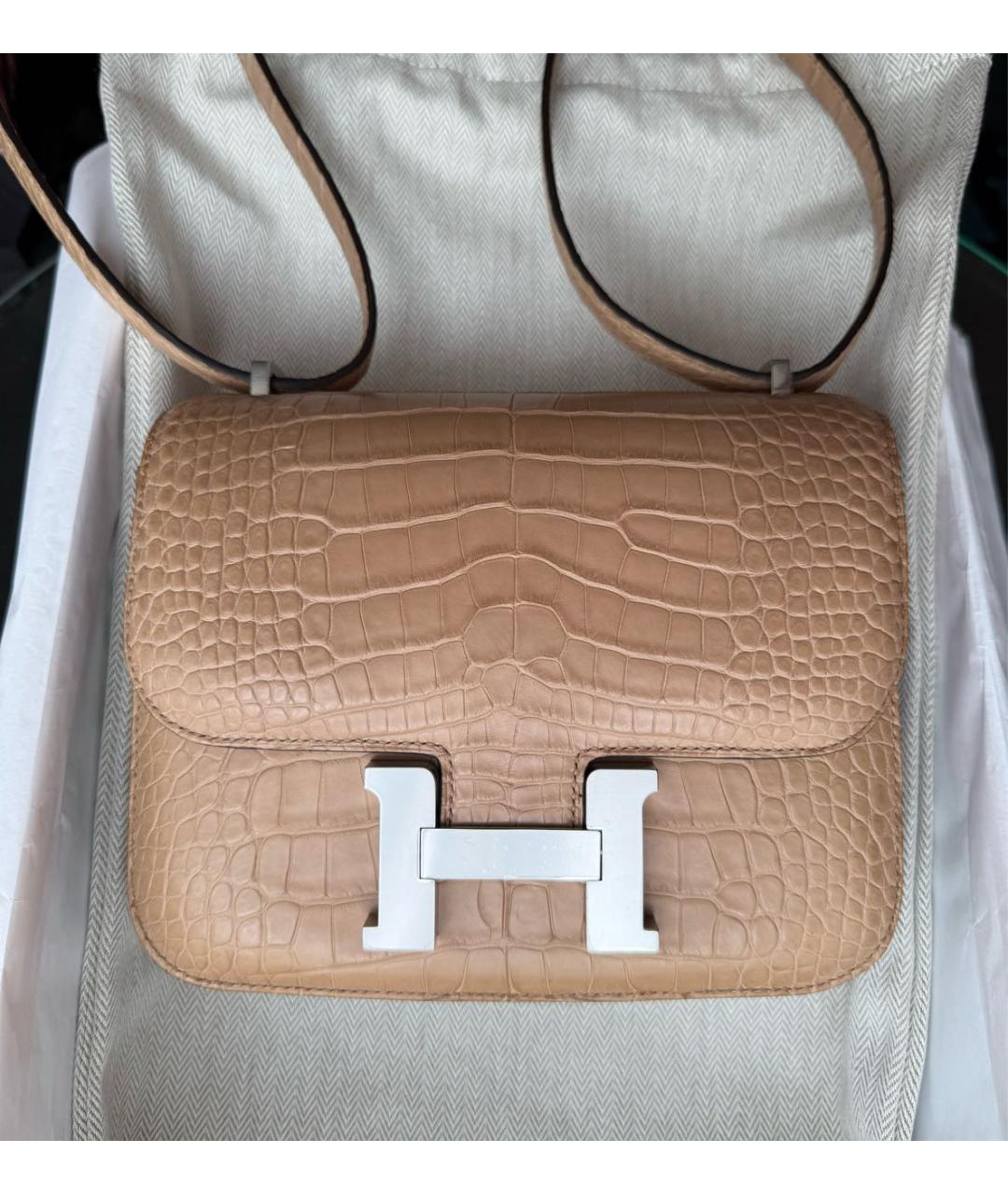 HERMES Коричневая сумка через плечо из экзотической кожи, фото 4