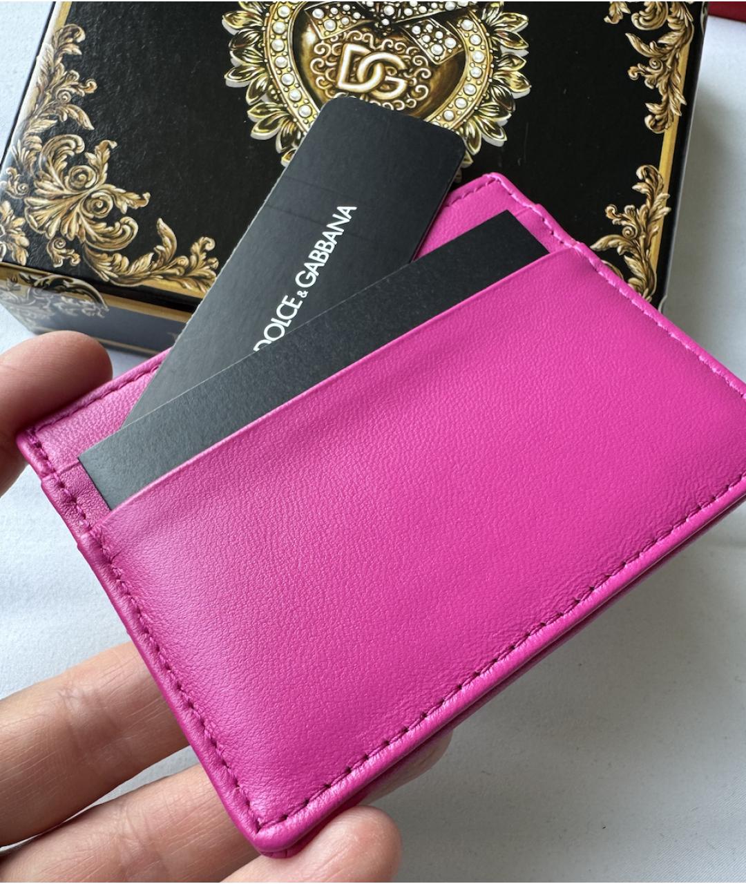 DOLCE&GABBANA Розовый кожаный кардхолдер, фото 8