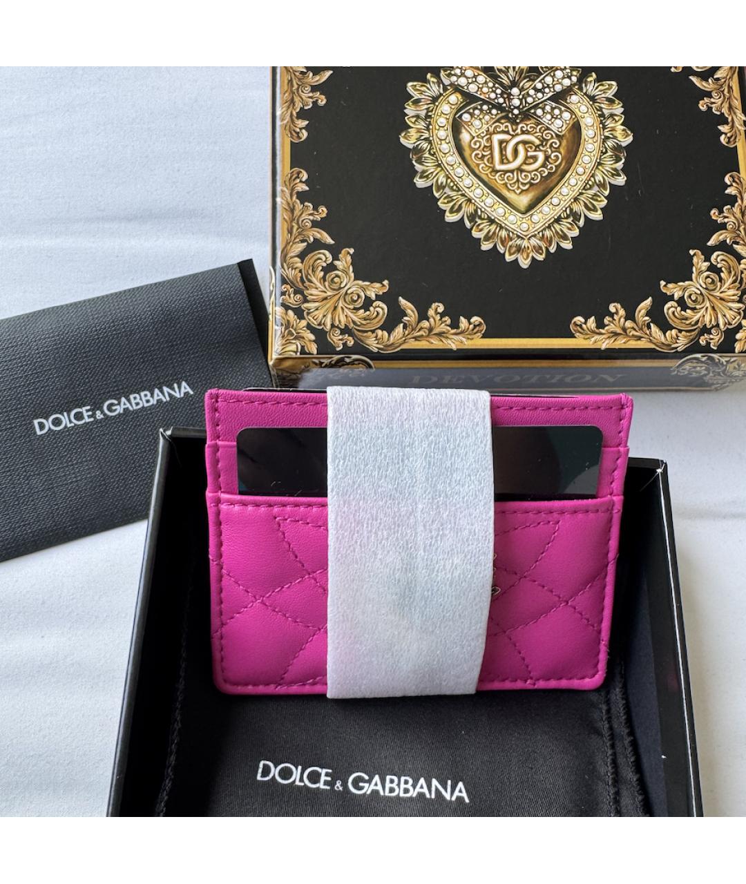 DOLCE&GABBANA Розовый кожаный кардхолдер, фото 4
