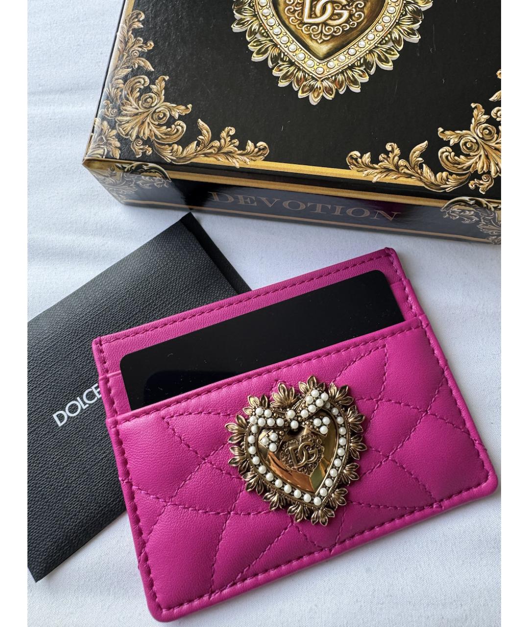 DOLCE&GABBANA Розовый кожаный кардхолдер, фото 9
