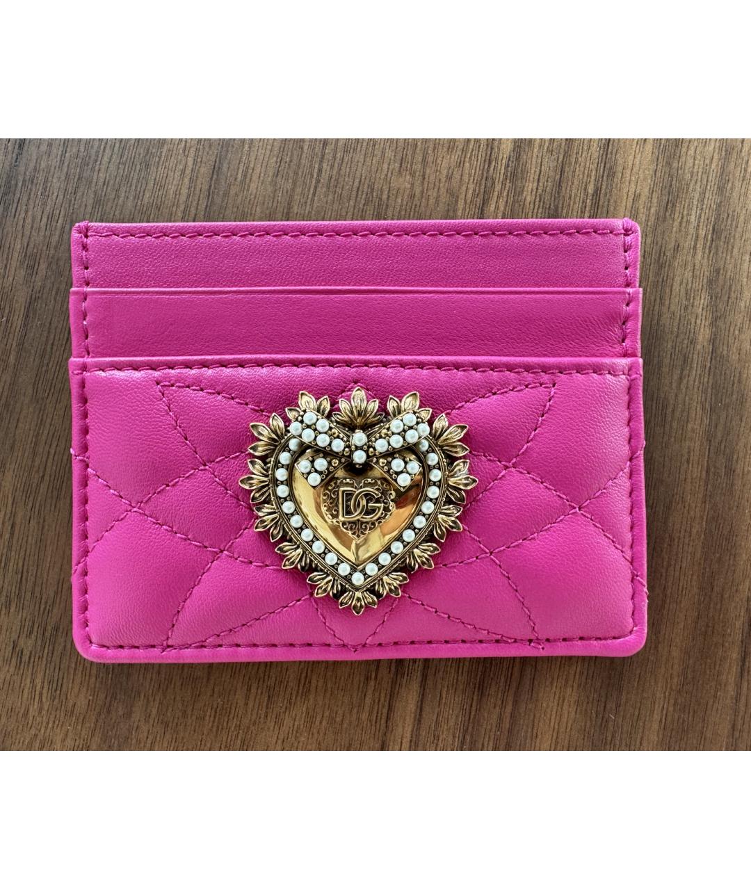 DOLCE&GABBANA Розовый кожаный кардхолдер, фото 10