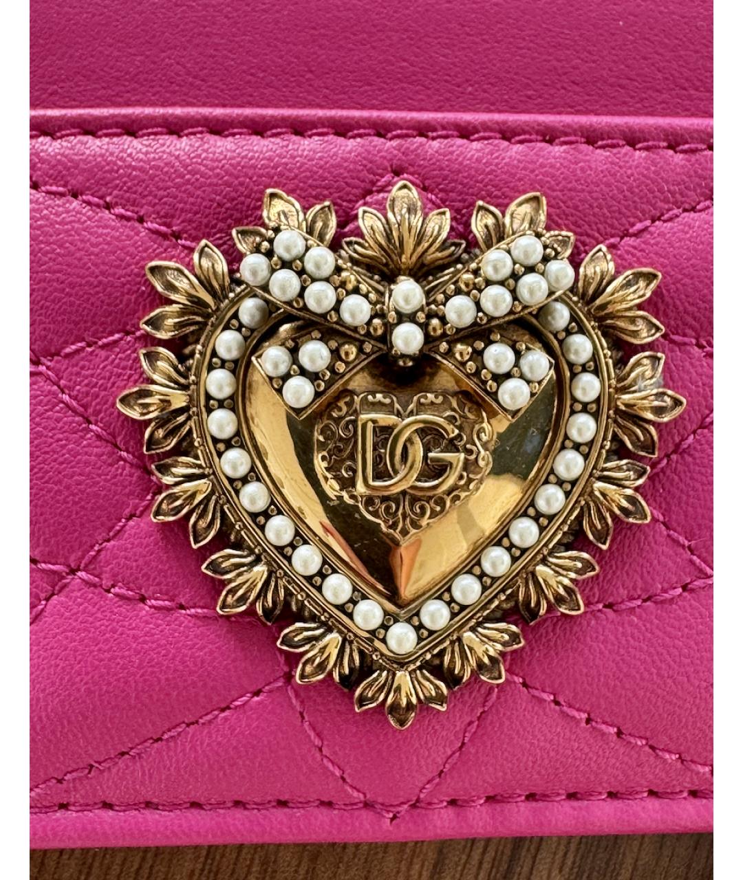 DOLCE&GABBANA Розовый кожаный кардхолдер, фото 7