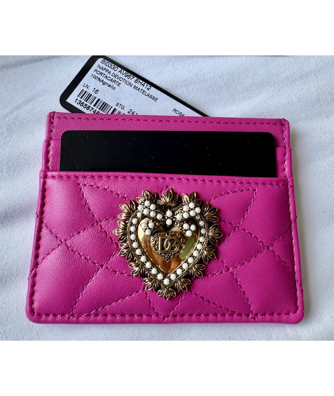 DOLCE&GABBANA Розовый кожаный кардхолдер, фото 3