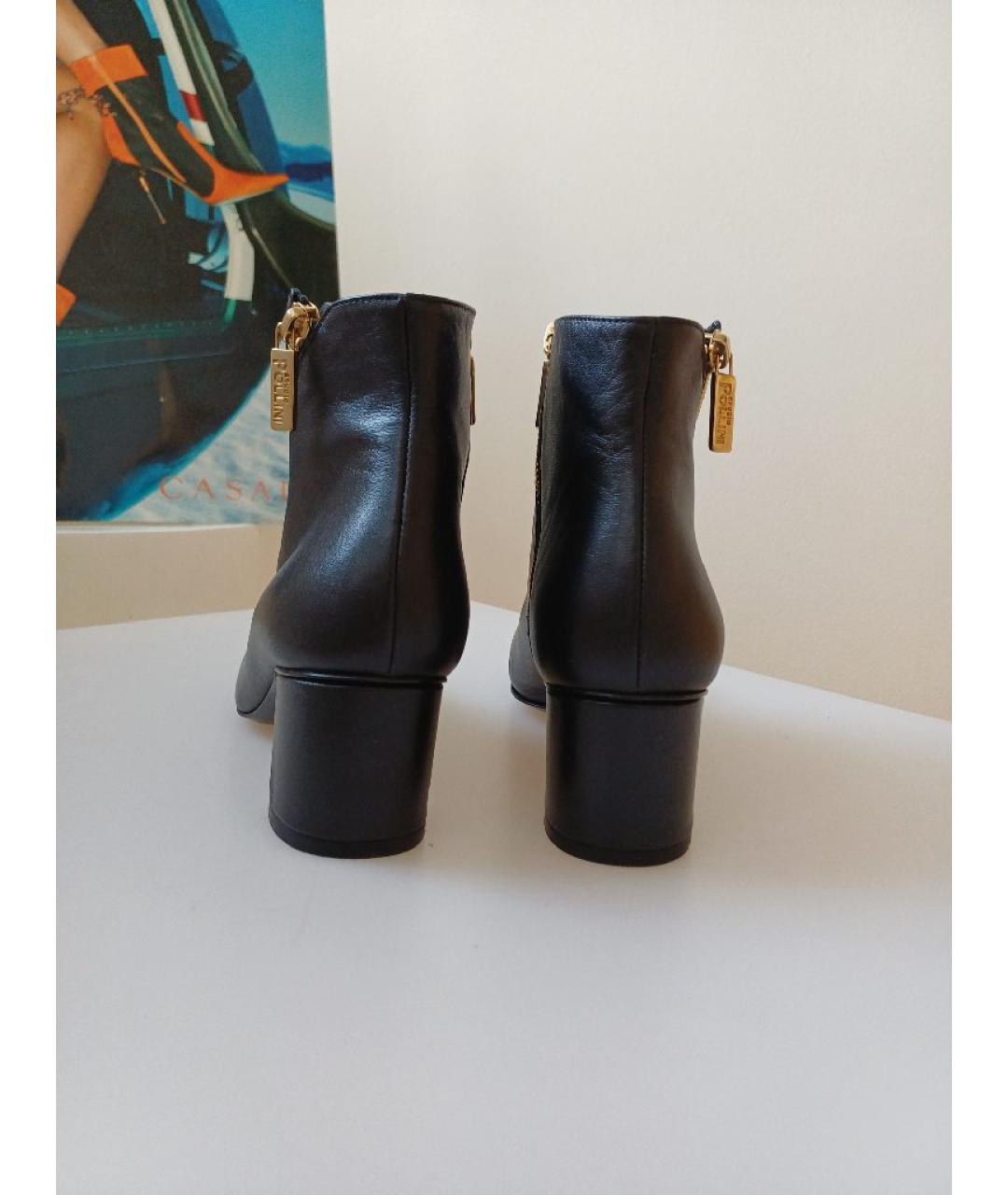 POLLINI Черные кожаные ботильоны, фото 7